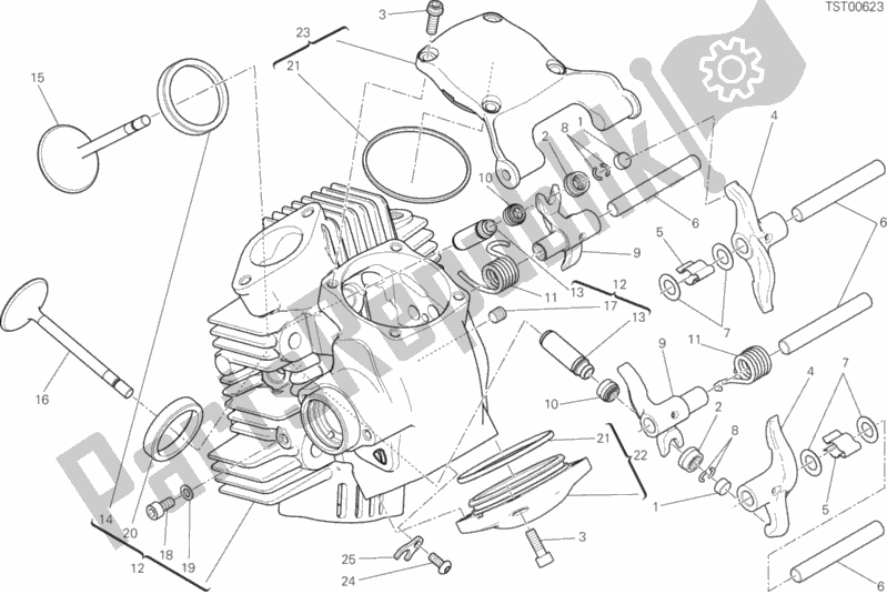 Todas as partes de Cabeça Horizontal do Ducati Scrambler 1100 Thailand 2020